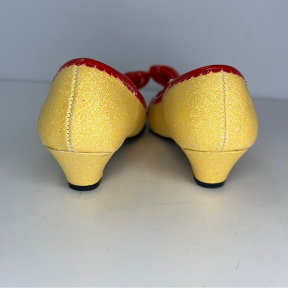 Disney Minnie Mouse Shoes Child Size 9/10 Yellow Glitter Red Plush Bow NEW - Picture 5 of 9